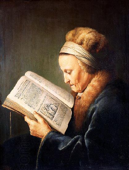 unknow artist Portrait of an old woman reading China oil painting art